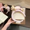 Elastic Cute Hair Hoops Soft Lay Down Bear Hairbands Gingham Tiaras Cartoon Bear Headwear  Makeup