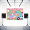 2D Dessert Themed Birthday Backdrop with Cupcakes, Donuts and Ice Cream Party Banner