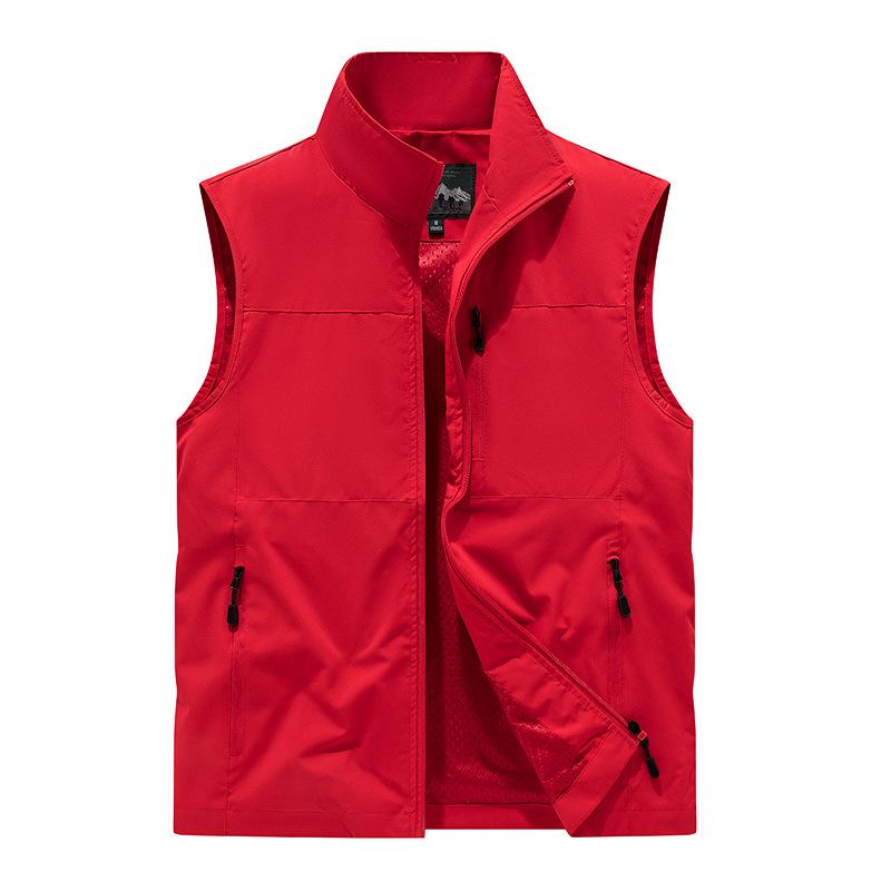 Men's Spring Breathable Outdoor Fishing Vest with Stand Collar and Logo