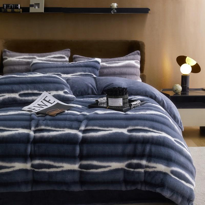 

Комплект из четырех предметов из кашемира и молочного волокна с мехом кролика, зимнее утепленное тепловое постельное белье 2.0m bed sheet