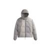 Color-Blocked Wrinkle Nylon Midi Puffer Jacket With Removable Hood Unisex Jacket Gray KHM010402-180