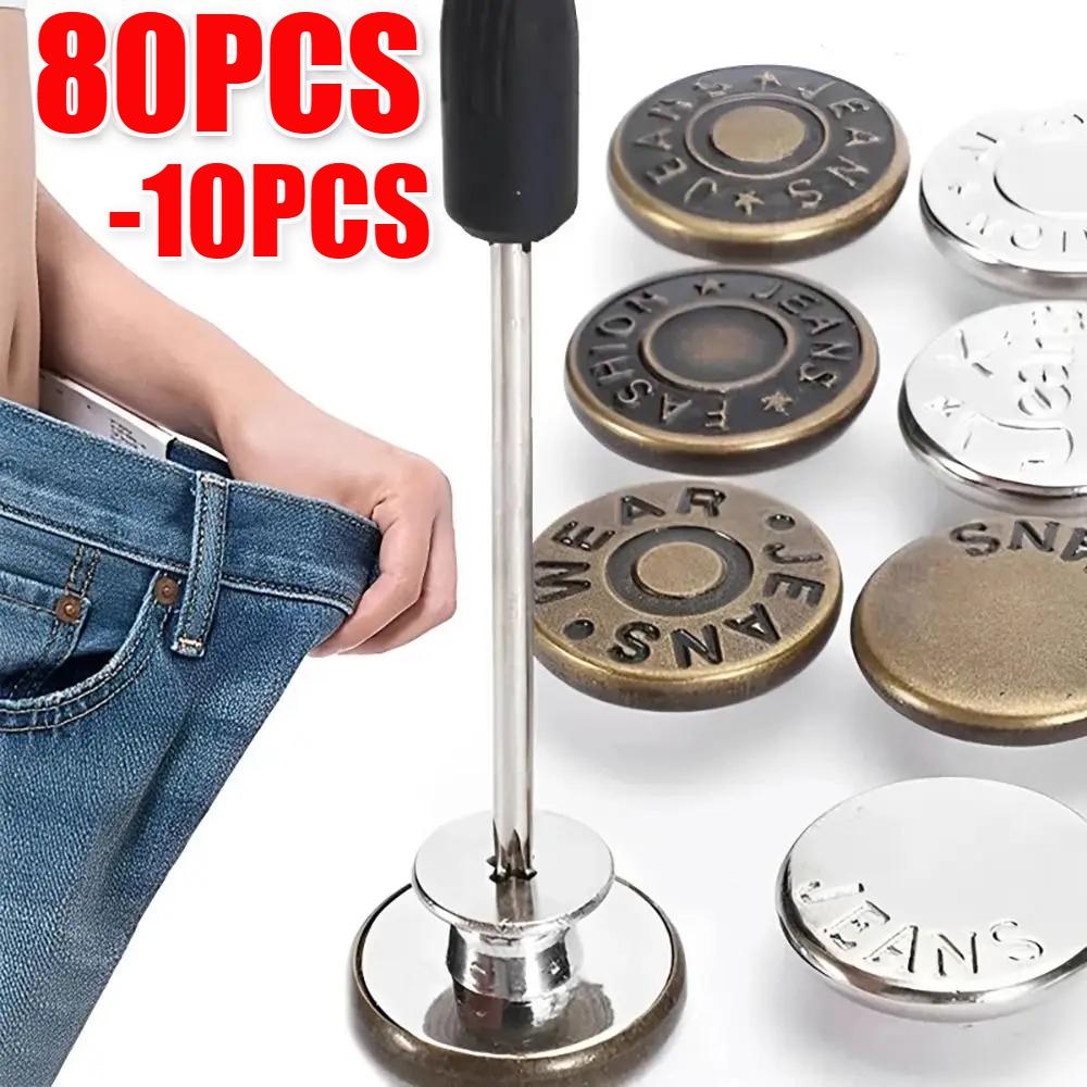 Metal Jeans Buttons 17mm Replacement No-Sewing Screw Button Repair Kit Nailless Removable Jean Buckles Clothing Pants Pins