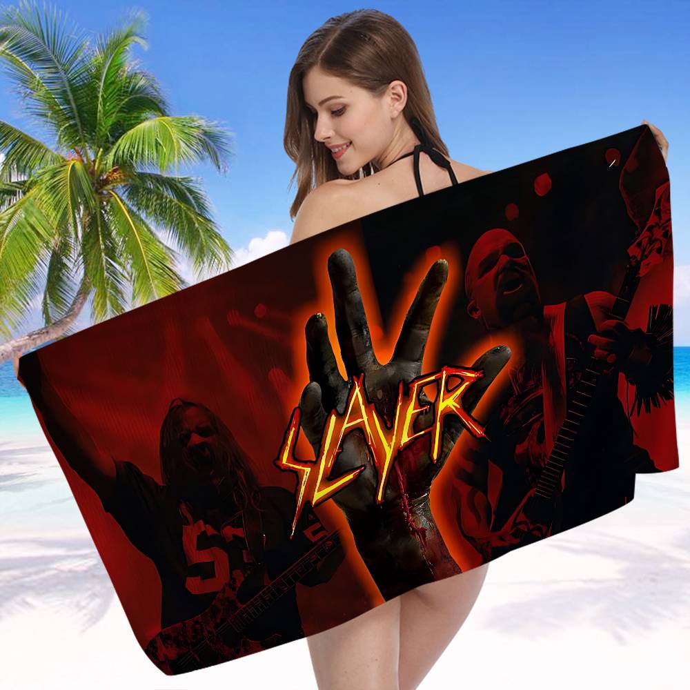 Slayer Heavy Metal Band Music Bath Towel Microfiber Soft Water Absorbing Breathable For Girl Kids Decorative Cartoon