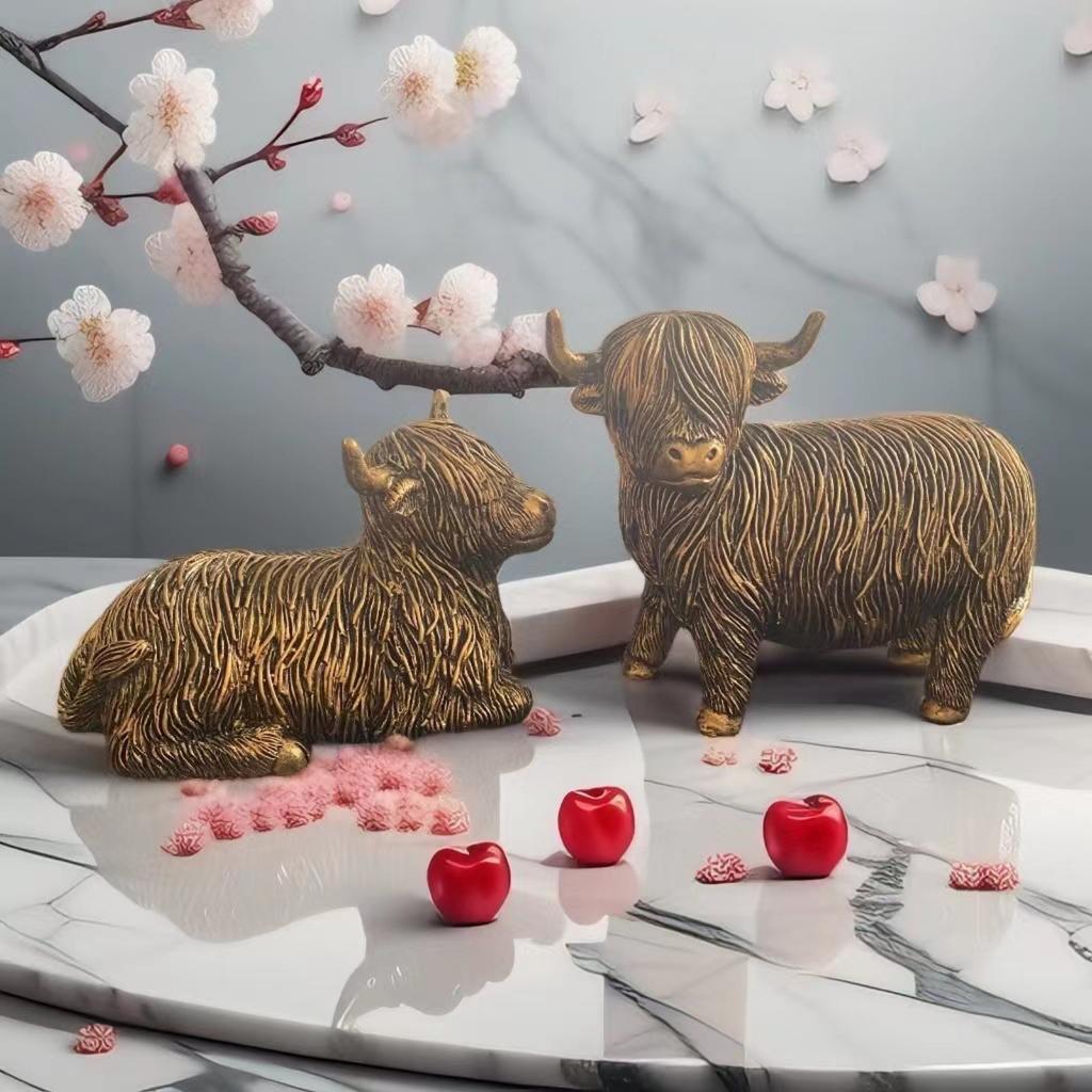 Decor Desktop Resin  Bull Statue Ornament Holiday Decoration