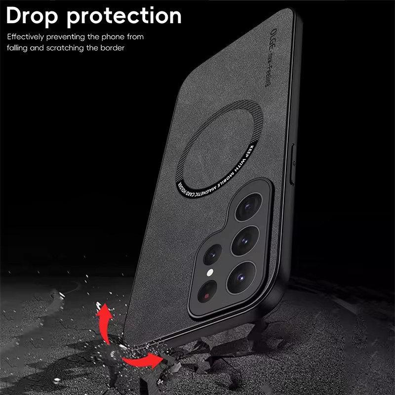 Luxusní kožené magnetické pouzdro pro Samsung Galaxy S20 S21 S24 S23 S22 Ultra FE Note10 Note20 Plus Magsafe Wireless Charge Cover