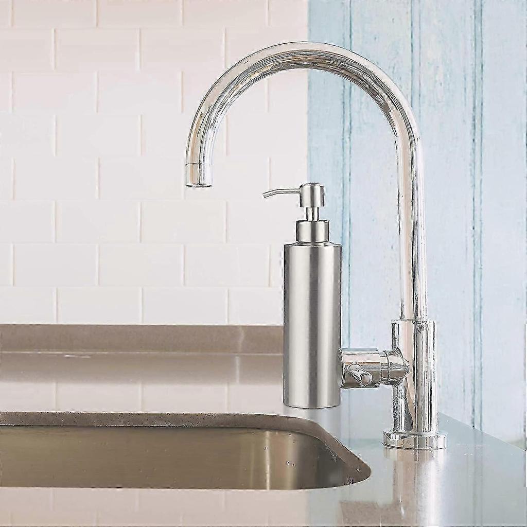 Refillable Soap Dispenser in Brushed Stainless Steel 220 ML Silver