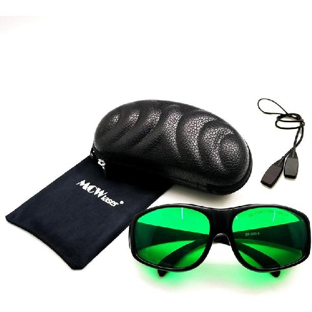 MCWlaser Laser safety glasses goggles 190-470nm & 610-760nm for UV Light, Blue, Ruby Red, Green, Picosecond Laser 405nm, 445nm, 450nm, 635nm, 650nm, Style 9