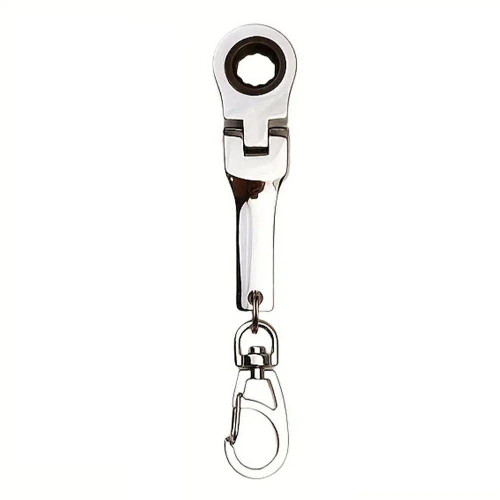 

10mm Ratchet Spanner Portable Wrench Metal Racing Keychain Key Chain Ring Keyring Adjustable Wrench Tools Tool білий