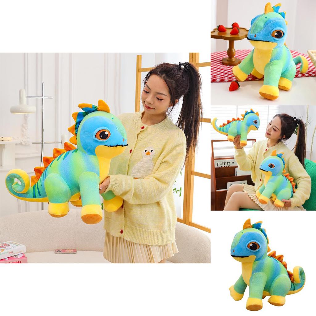 Plush Dinosaur Toy With Color Changing Blue Soft Stuffed Animal For Kids Playroom Decor
