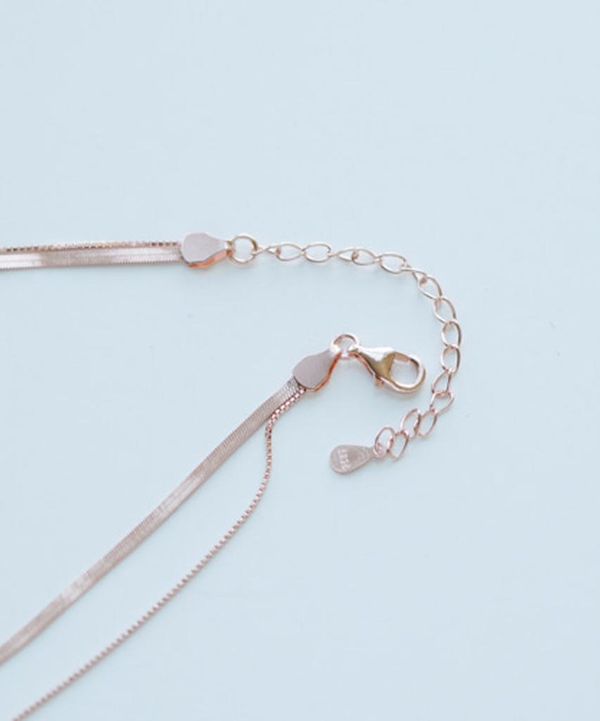 Alleun Silver 925 Square Snake Chain Layered Silver Chain Necklace