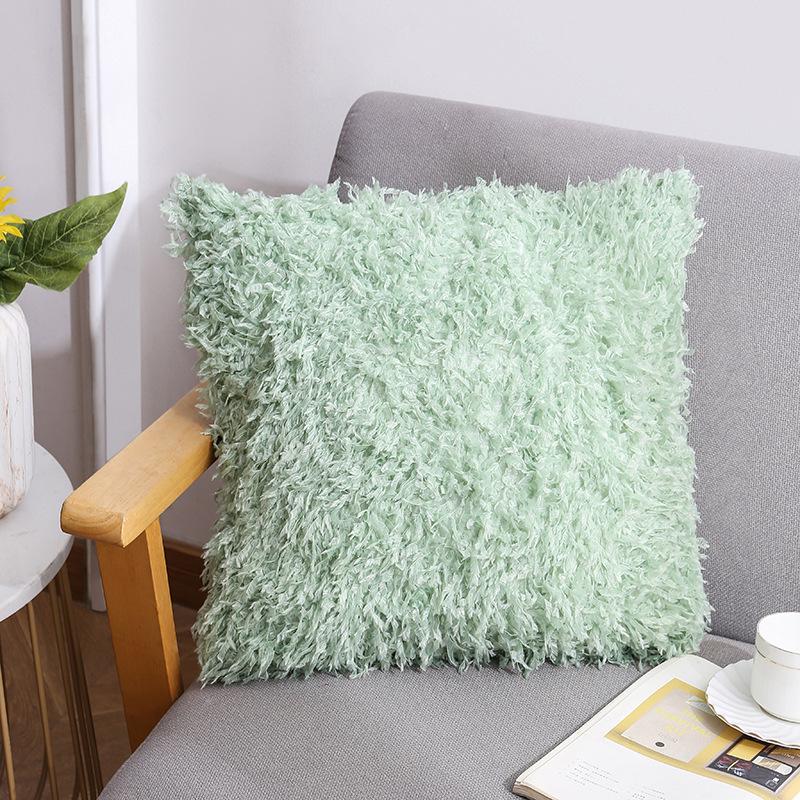 Solid Color Plush Pillow Ins Nordic Office Sofa Cushion Cover Down Feather Bedside Cushion