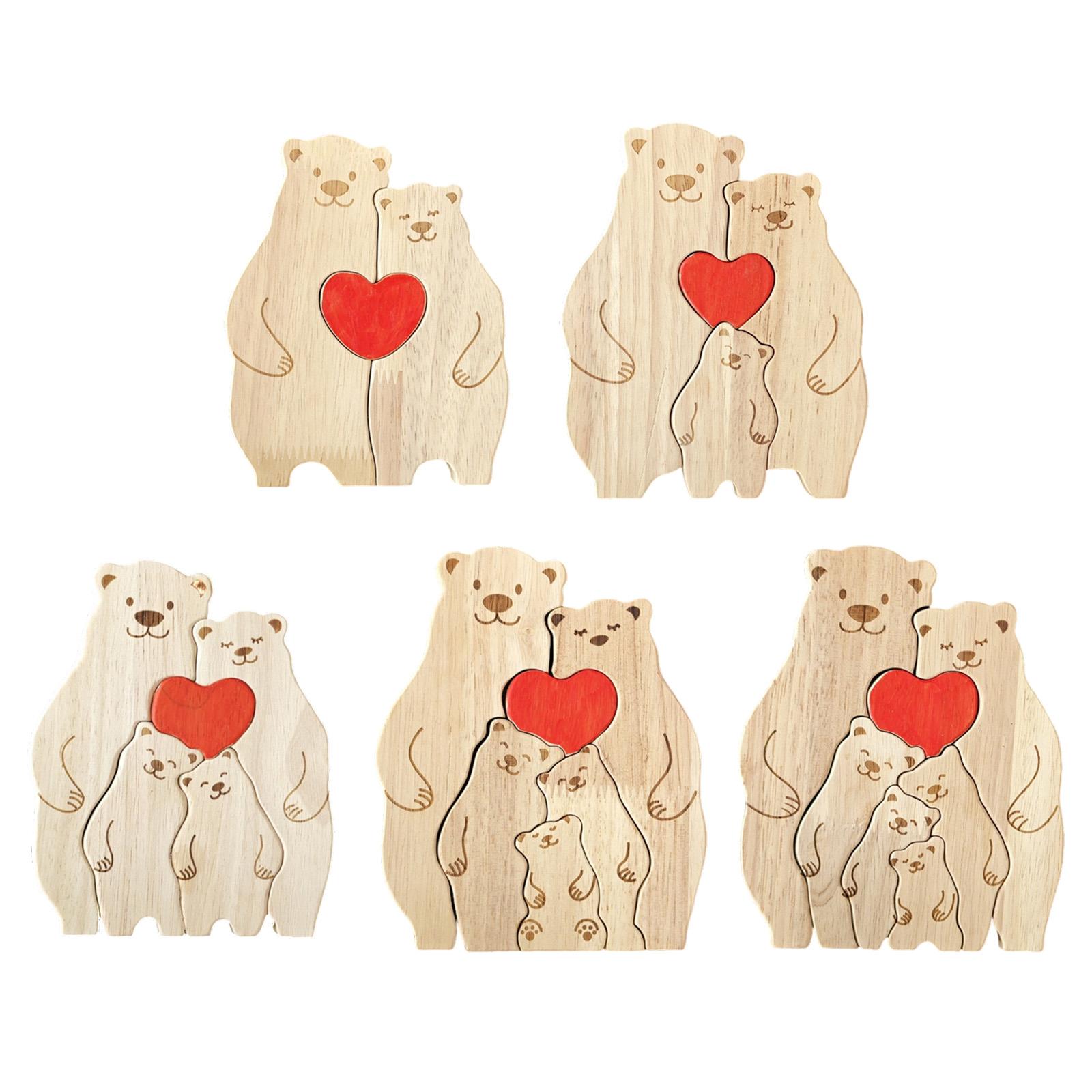 Personalize Wooden Bear Family Puzzle Unique Animal Shape Wood Puzzle for Home Decorations Wooden Cute Bear Puzzle