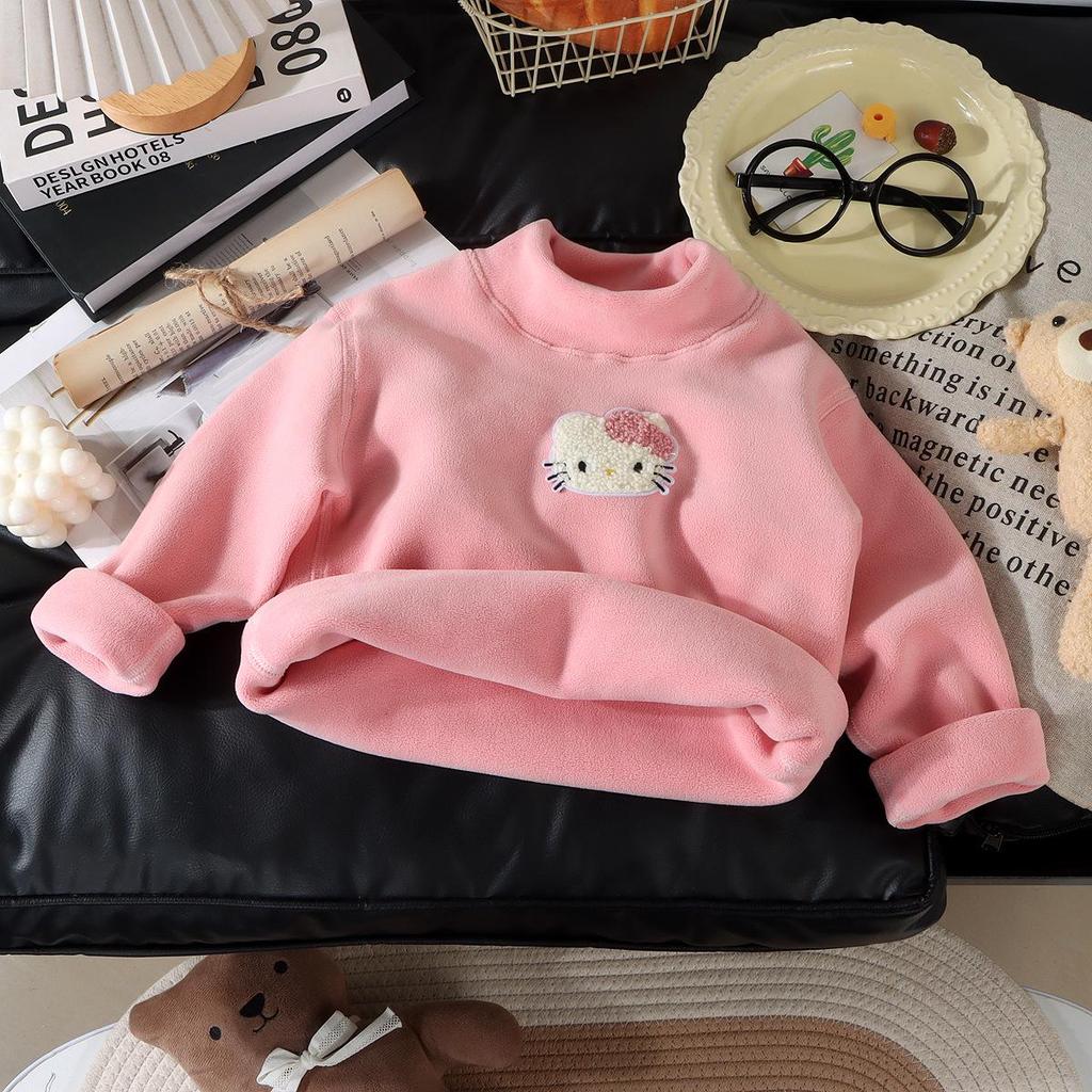 Children's Fleece-Lined Base Layer Shirt, Unisex, Autumn/Winter, Semi-High Collar