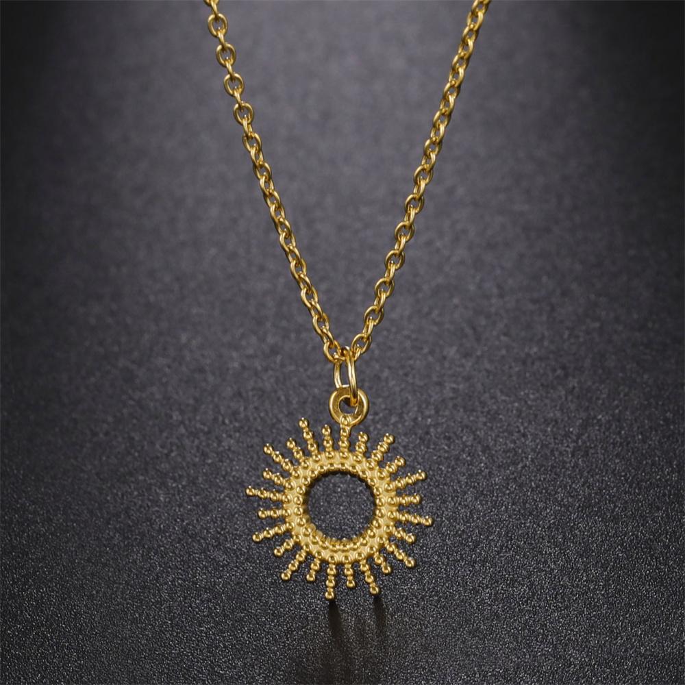 Fashion Sun Necklace Stainless Steel Pendent Choker Gold Color Necklaces for Women Girls Jewelry Wedding Party Christmas Gifts