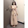 Seaside vacation three-dimensional flower mesh splicing suspender dress beautiful and unique gentle wind waist hip skirt summer