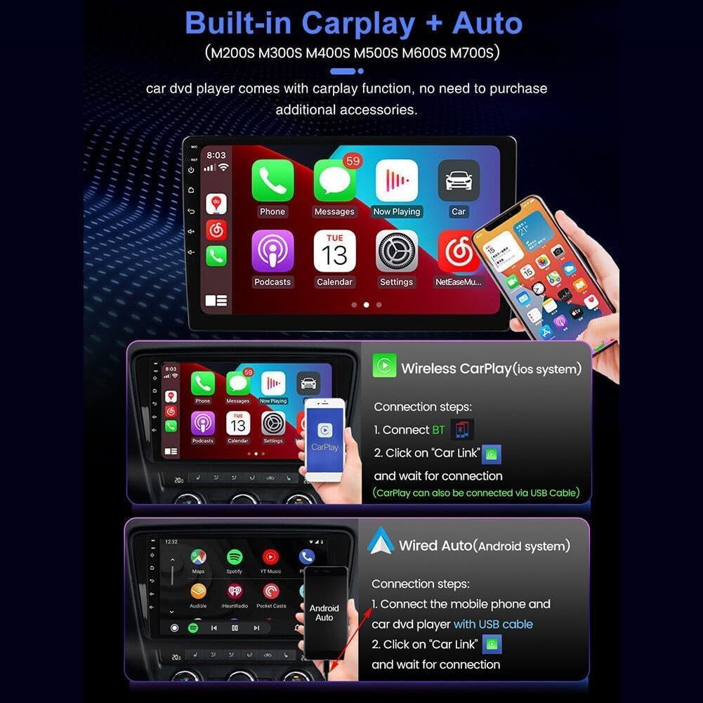 IBEAFILLY Autorádio 9 palců CarPlay Android 13 GPS pro FIAT PANDA 2013-2020 se zpětnou kamerou 2GB+32GB
