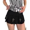 European and American summer personalized cross hot stamping design pleated A-line skirt for women