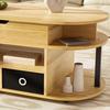 Home Coffee Table Modern Wood-Grain with Lift-Up Function Storage Space and Black Fabric Center Drawers Versatile Stylish Practical for