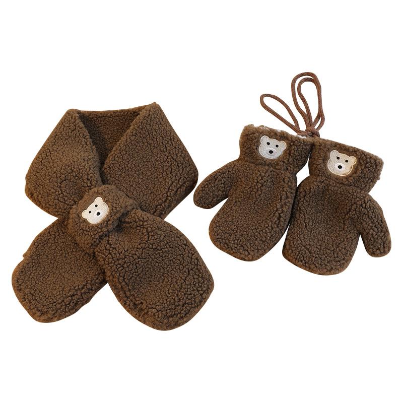 Baby Scarf Gloves Set Faux Lamb Wool Korean  Winter Warm Kids Neck Warmer Mittens Children Boys Girls Accessories 2-6Y