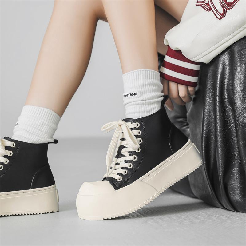 Černé boty na prkno PÁNSKÉ Prodyšné zvyšovací hvězda se silnou podrážkou se stejnou velkou hlavou Boty Derby Běžné kožené boty 55326-J