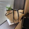 Borsa Tote Intrecciata Grande Capacità Estiva per Donna con Chiusura a Zip per Vacanze al Mare e Uso Quotidiano