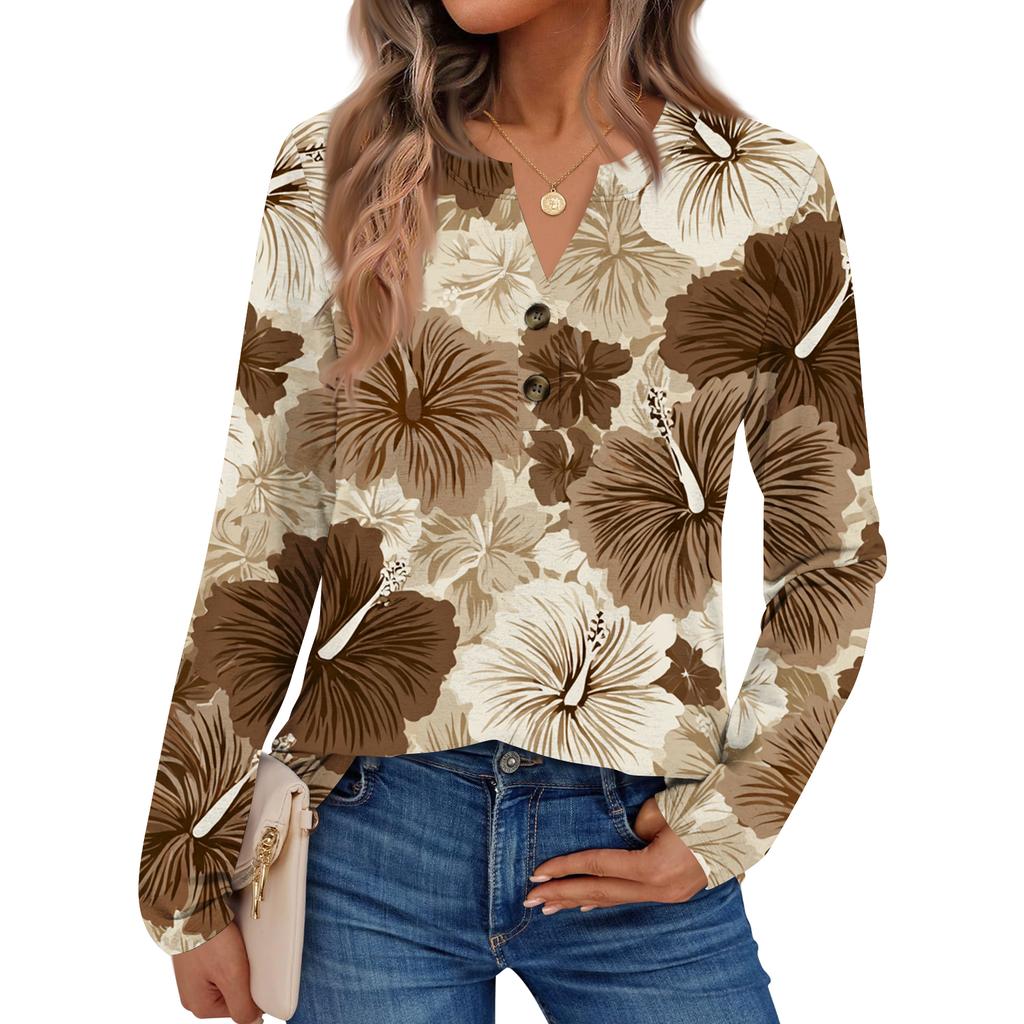 Women's Floral Print Long Sleeve  Shirt Elegant Casual Tops Trendy Shirt Tops