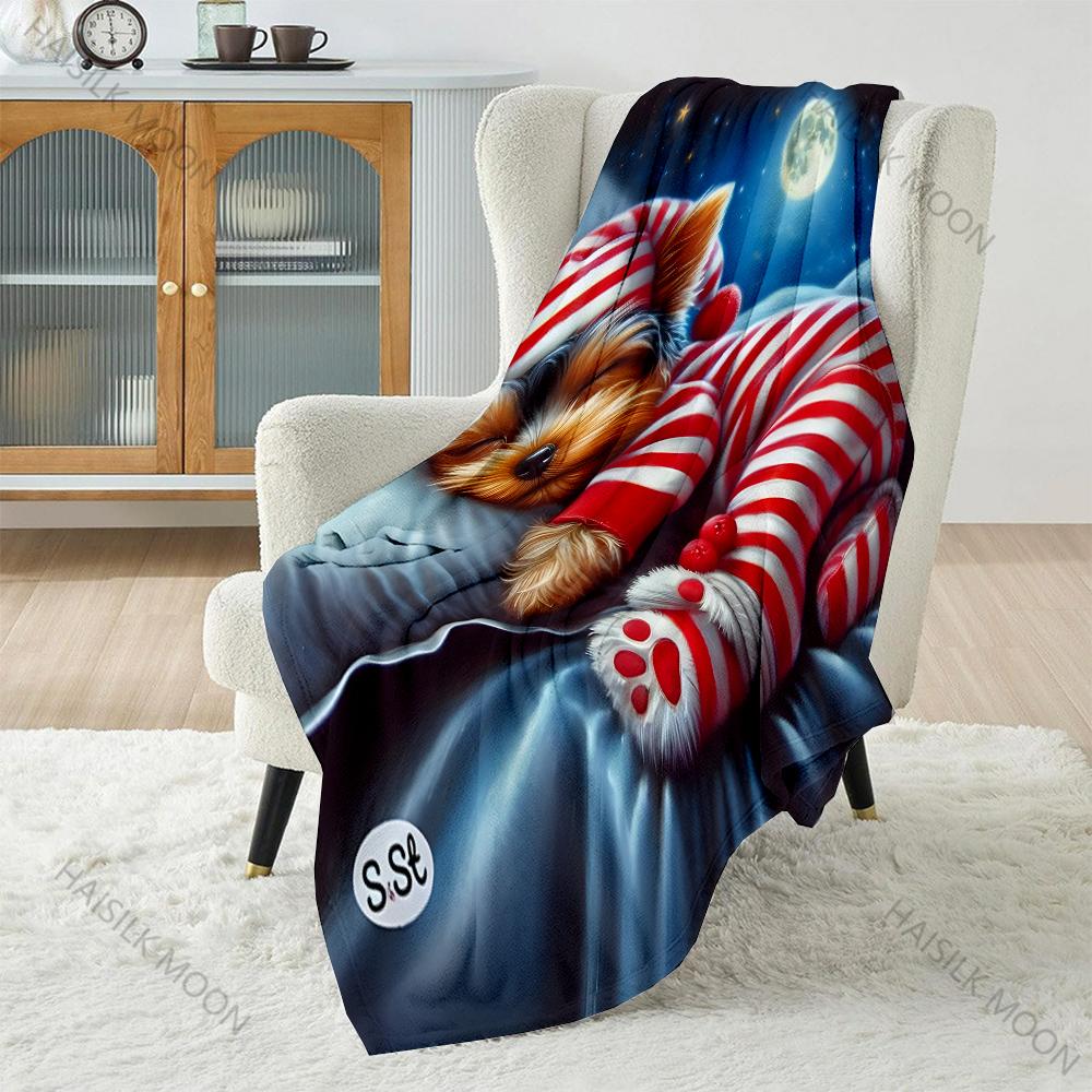 Cute Sleeping Puppy Blanket Warm Soft Fluffy Kids and Adult Sofa Bed Throw Blanket Suitable Home Travel Camping Luxury Gifts