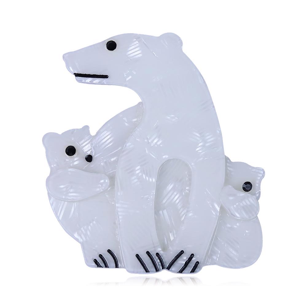 

Брошь и брелок «Белый медведь» ручной работы: Модный акриловый аксессуар для волос, сумок и одежды