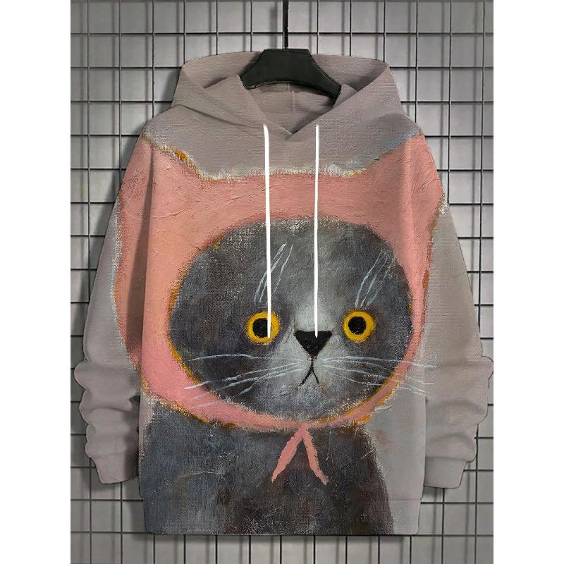 Autumn and Winter New Men's 3D Full Body Print Japanese Black Cat Hoodie Unisex Casual Fashion Men's Hoodie Street Men's Tops