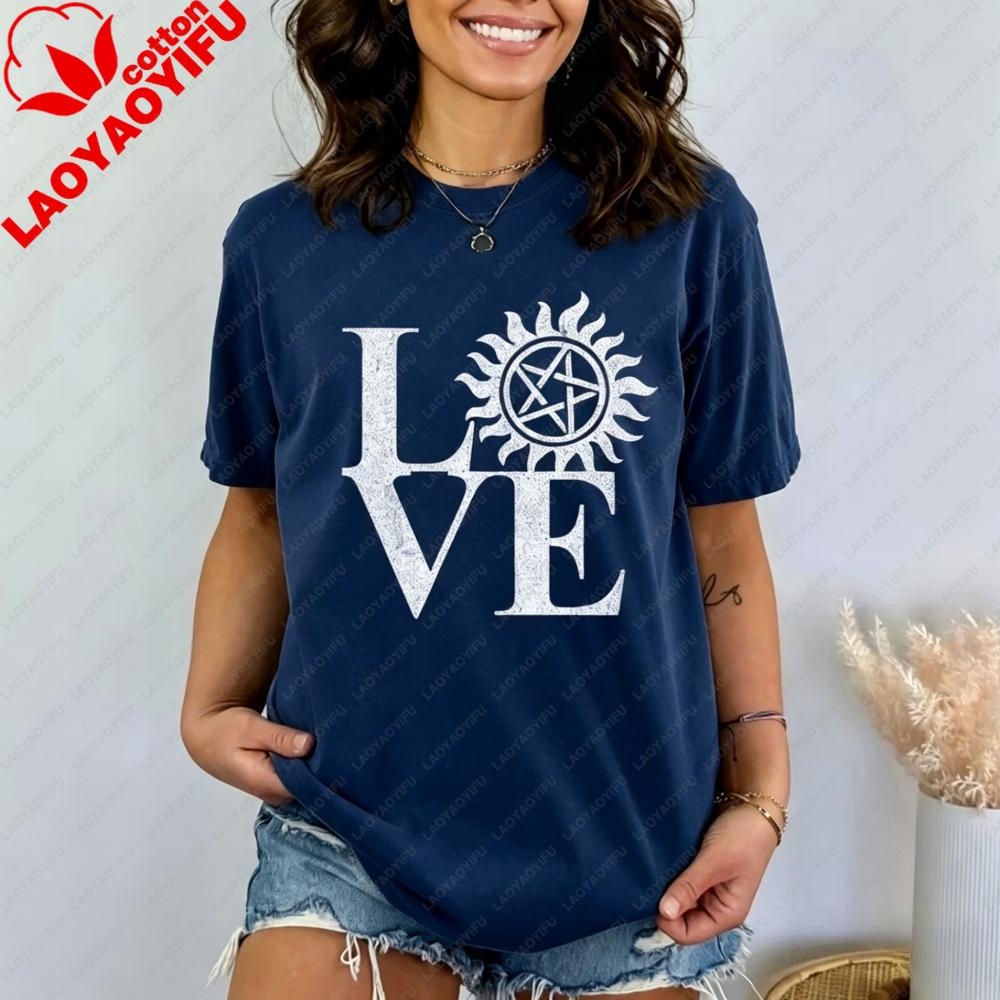 LOVE Supernatural Shirt Winchester Brother Tshirt Science Fiction TV Series Fans Tee SPN Lover Gift T-shirtunisex Cotton Tops