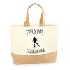 Tote Bag - PLANETEE - I Can't (cross-country Skiing) - Natural Jute - Printed In France - Strong Handles
