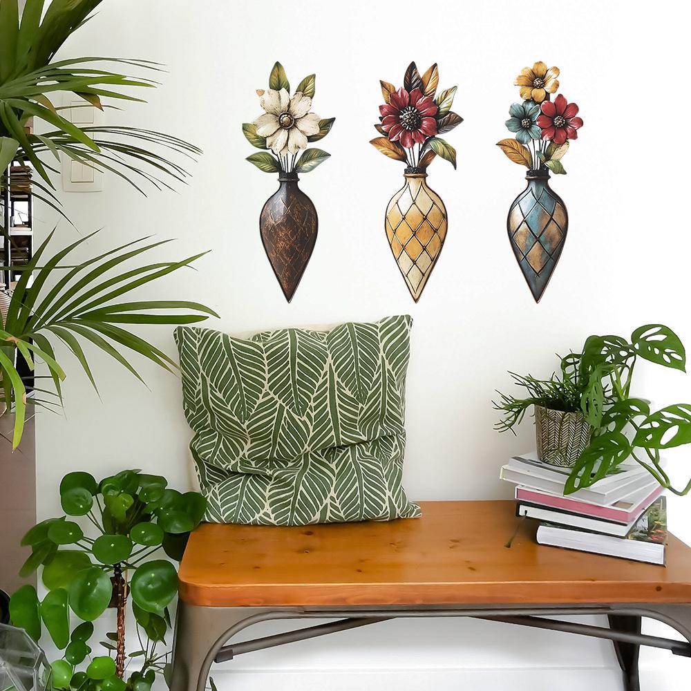 Kreative Vintage Vase Wandaufkleber Selbstklebend Abnehmbar für Schlafzimmer Wohnzimmer Hintergrund Heimdekoration