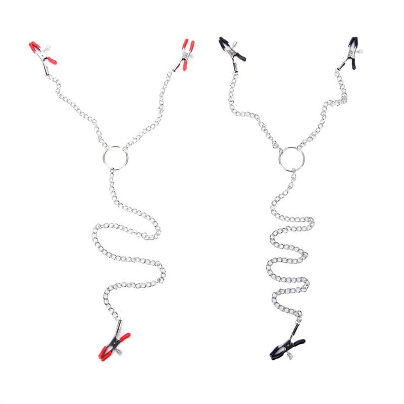 Nipple Clamp With Metal Chain Adjustable Clitoris Clip Bondage Restraints Breast Labia Clip Stimulation Sex Toy For Woman