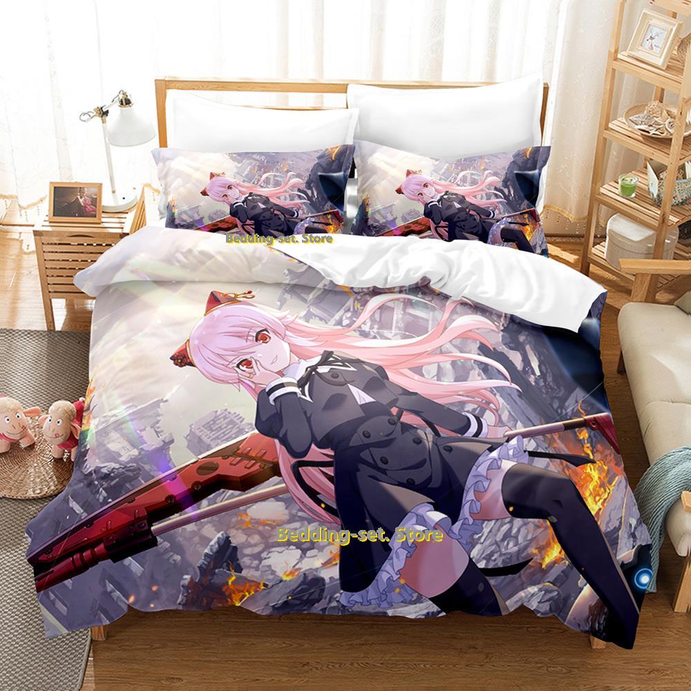 Assault Lily Bouquet Bedding Set Single Twin Full Queen King Size Bed Set Adult Kid Bedroom Three-Piece Suits Anime Bed Sheet Se