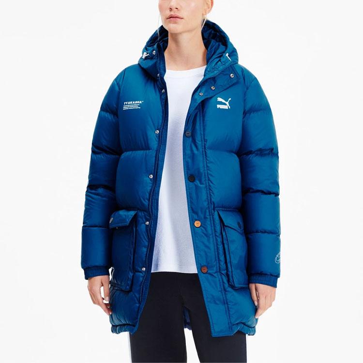 Puma X Tyakasha Mid-Length Hooded Windproof Down Jacket Men Outerwear Blue 595561-39