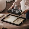 Handmade Leather Wooden Tray Light Luxury Jewelry Storage Desktop Ornament Model Room Home Ornament