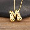 Nidin New Fashion 26 A-Z Letters Initials Alphabet Pendant Necklace For Women Men Inlaid Colorful Zircon Jewelry Accessories