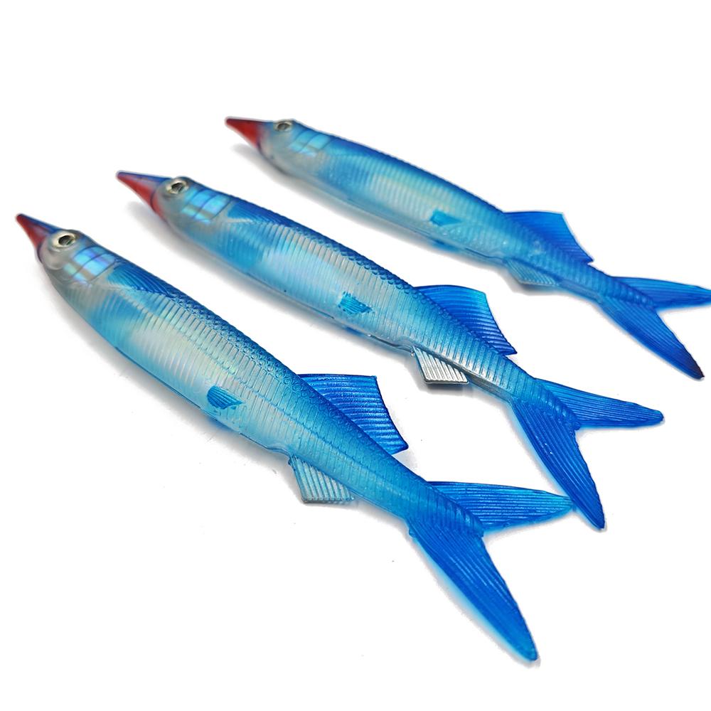Ready Stock Weiyu High Quality 25cm 3D Lifelike Eyes Garfish Lure Worm Bait Swim Bait Fishing Soft Body Fishing Lure