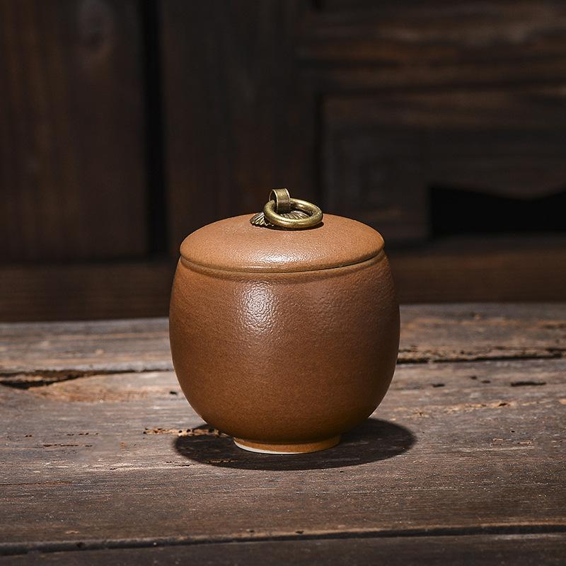 Creative Tea Jar Ceramic Coffee Food Sealed Jar Household Moisture-proof Storage Box Portable Travel Box Storage Container Home