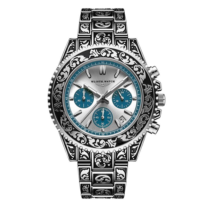 Men's Luxury Business Retro Watches Date,Chronograph Creative Steel Band Quartz Watch For Man Waterproof Clock Relogio