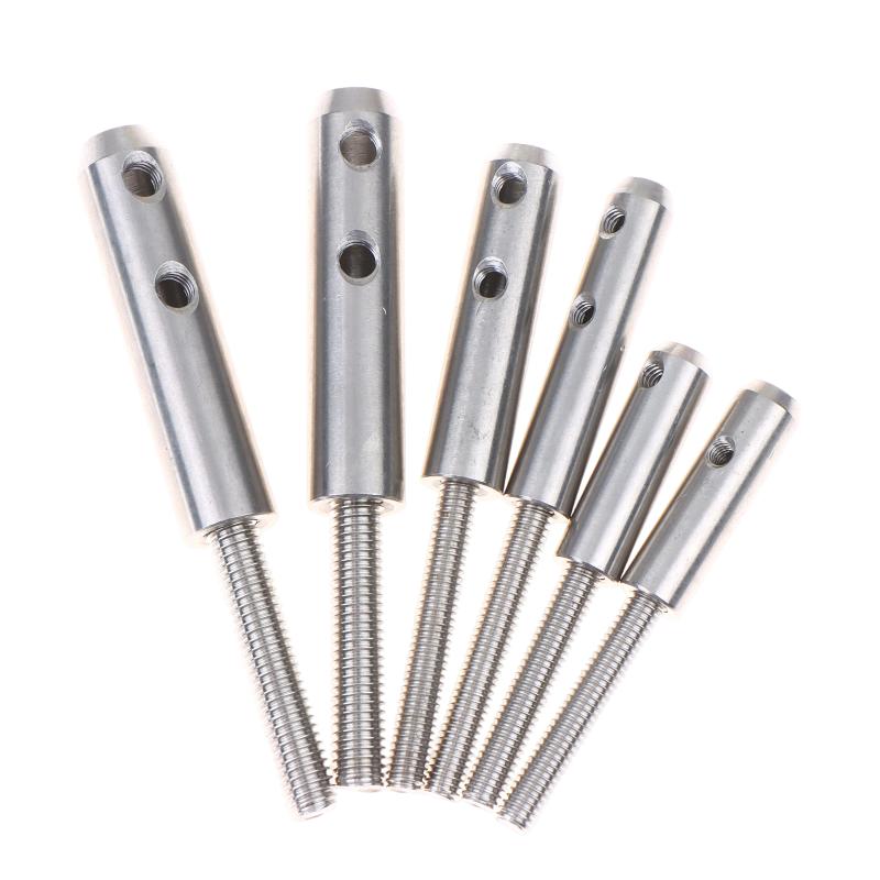 2Pcs Stainless Threaded Stud Tension End Fitting Toggle Anchor Terminal With Hexagon Bolt For 2-8Mm Wire Rope Cable Railing