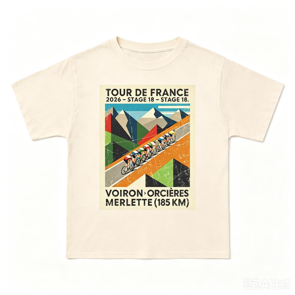 Tour De France 2026 Stage 18 Voiron Orciresmerlette Tshirt 2026 Summer Unisex Unisex Cotton Oversized Tshirt Streetwear Y2K