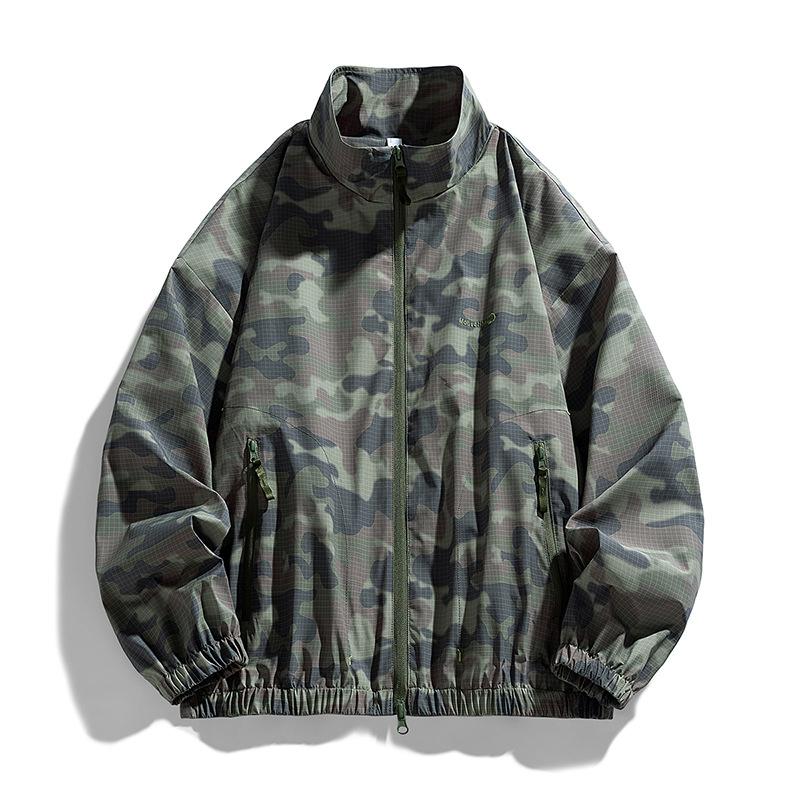 Camouflage Hong Kong Style Jacket for Men's Spring and Autumn Versatile Lapel Jacket