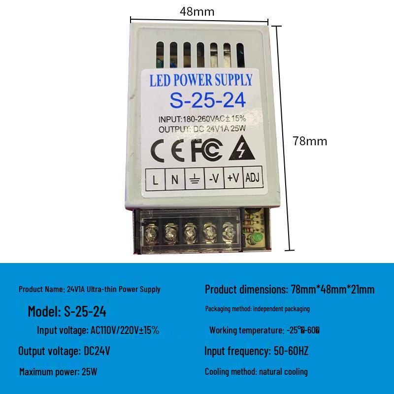 220V To 12V/24V/5V DC Power Supply for LED Strip Lights - 5A/10A/30A, 60W Transformer
