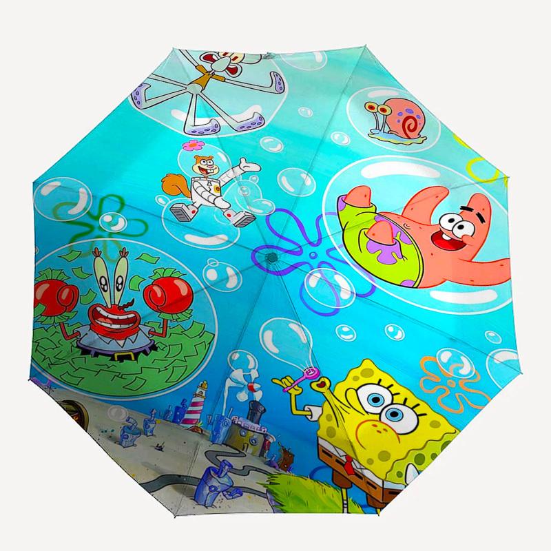 1pc SpongeBob SquarePants Bubble Umbrella - Automatic Opening & Closing, Portable 3-Fold Design with 8-Bone Iron Frame, Outdoor, Perfect Gift for Fans