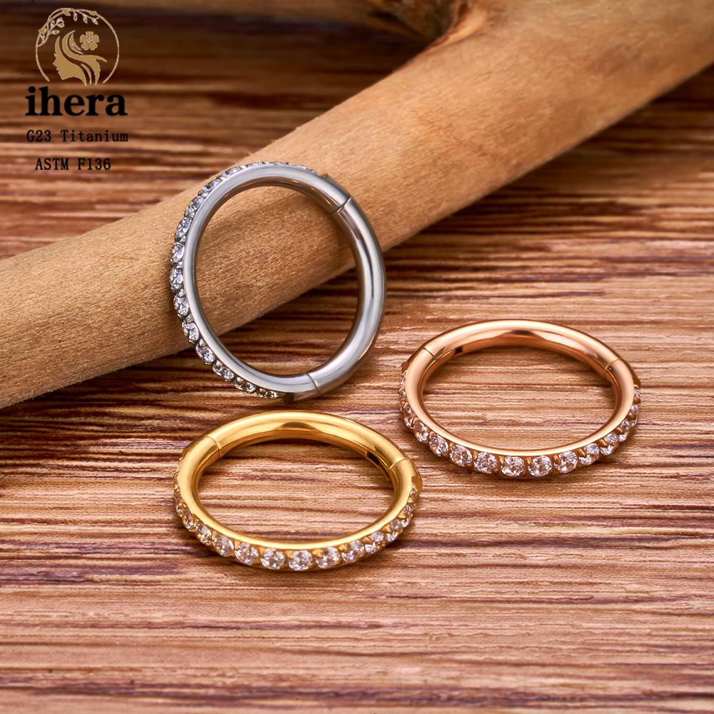 1/10 STKS G23 Titanium Neusringen Septum Clicker Oor Kraakbeen Tragus Helix Daith Oorbellen Hoops 16G 18G CZ Lichaams Piercing Sieraden
