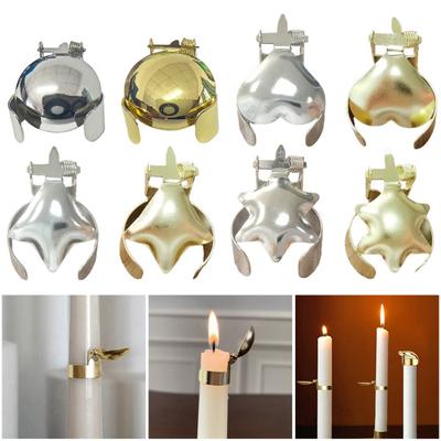 4Pcs/Set Automatic Candle Extinguisher Metal Round Heart Star Candle Wick Flame Snuffer Clip Adjustable Putting Out Candle Stopper Candle Accessories