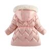 Girls Down Coats Children Thickened Fur Collar Hooded Jackets Kids Plush Velvet Warm Hooded Outerwear Toddler Parkas