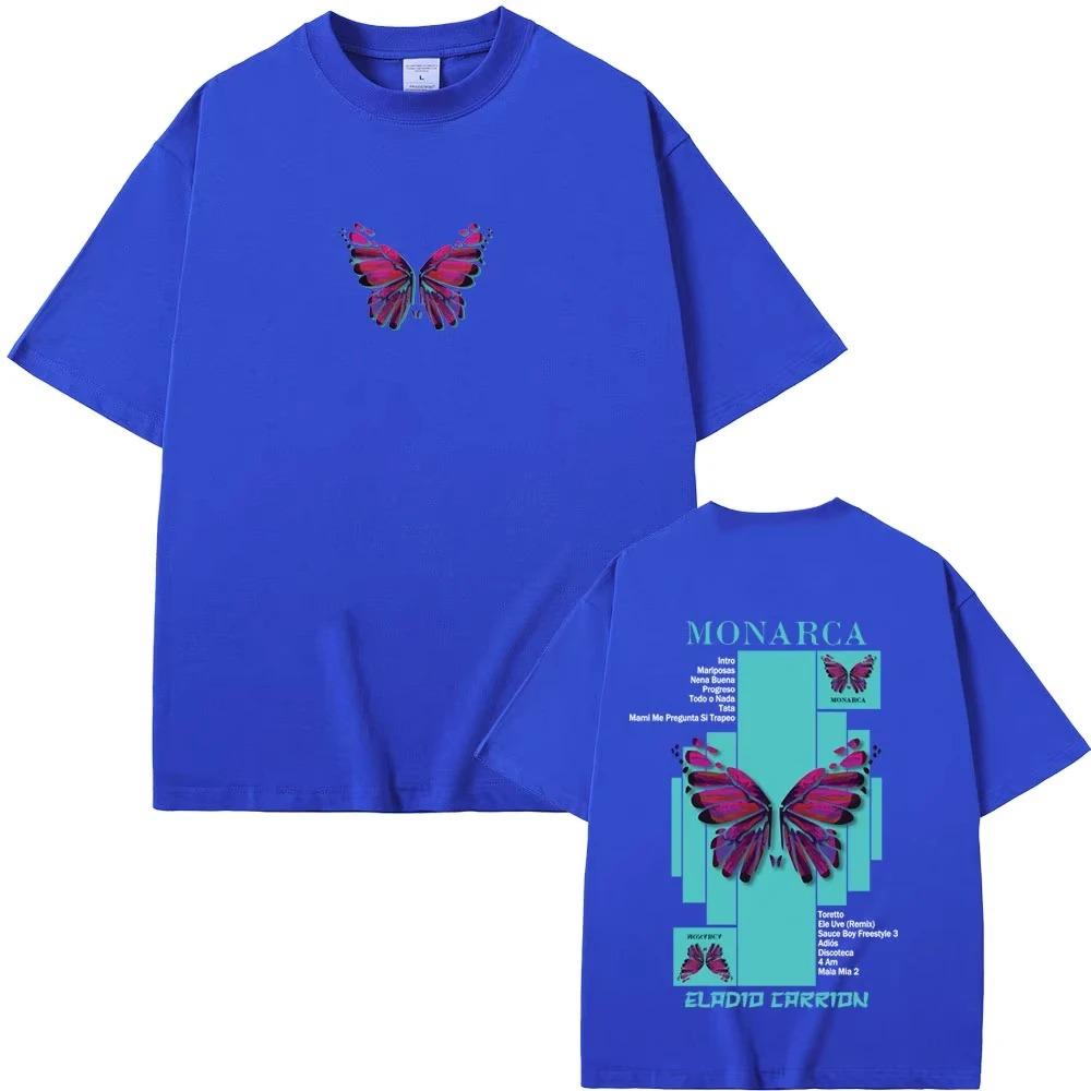 

Eladio Carrion Monarca Album Graphics 100cotton Mens Shirt Oneck New Summer Y2K Short Sleeve Womens Hiphop Tshirt Fan Gift S