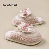 Lace bow plush slippers autumn and winter new home non-slip warm advanced sense can be worn outside thick-soled cotton slippers